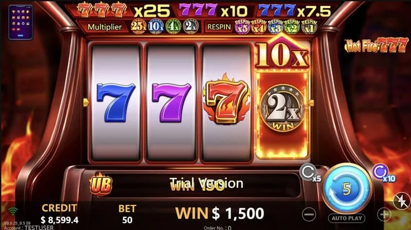 Hot Fire 777 - combination of sevens on the center line